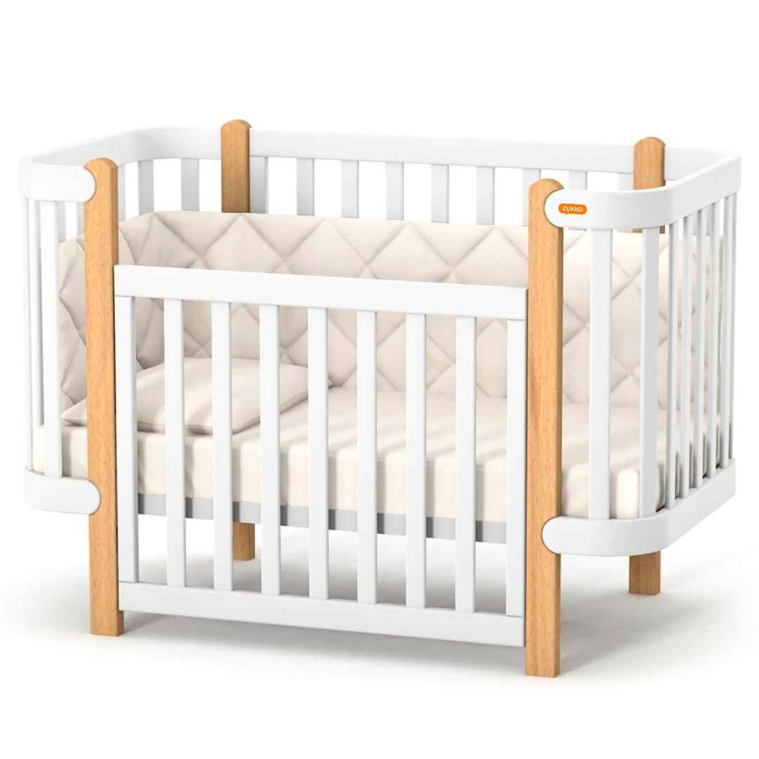 Dětská postýlka Zukko Gekko Kids 120x60. Bílá / Přírodní Buk